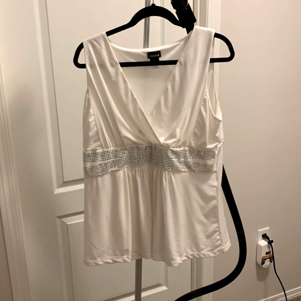 Torrid Size 2 - Cream with crystal band top. Good condition.